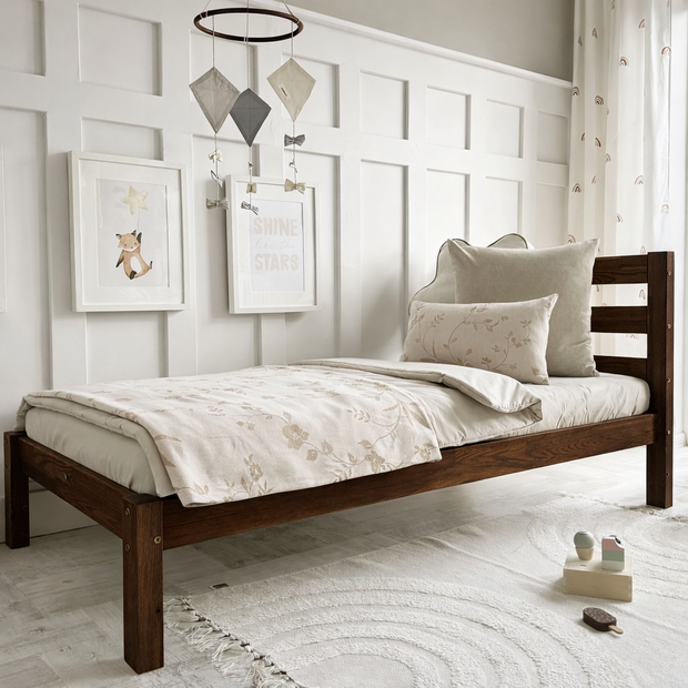 Simple bed 90x200 grenen walnoot