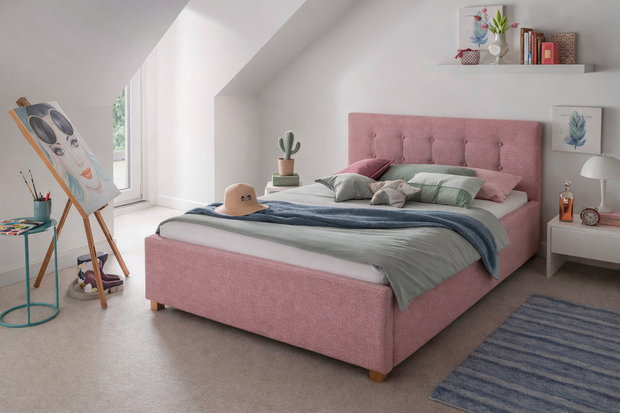 Luna gestoffeerd bed 120x200 oud roze