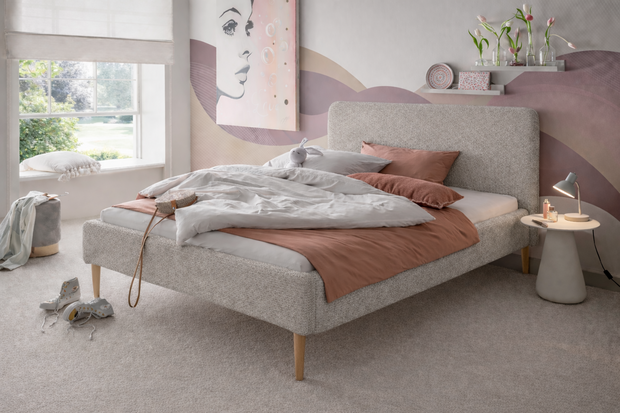 Jip gestoffeerd bed 120x200 cement grijs