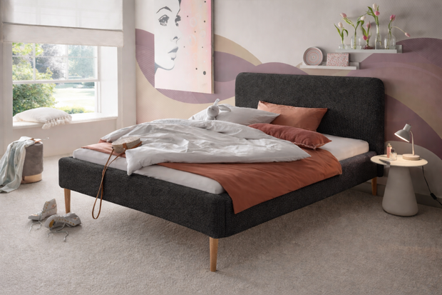 Jip gestoffeerd bed 160x200 antraciet