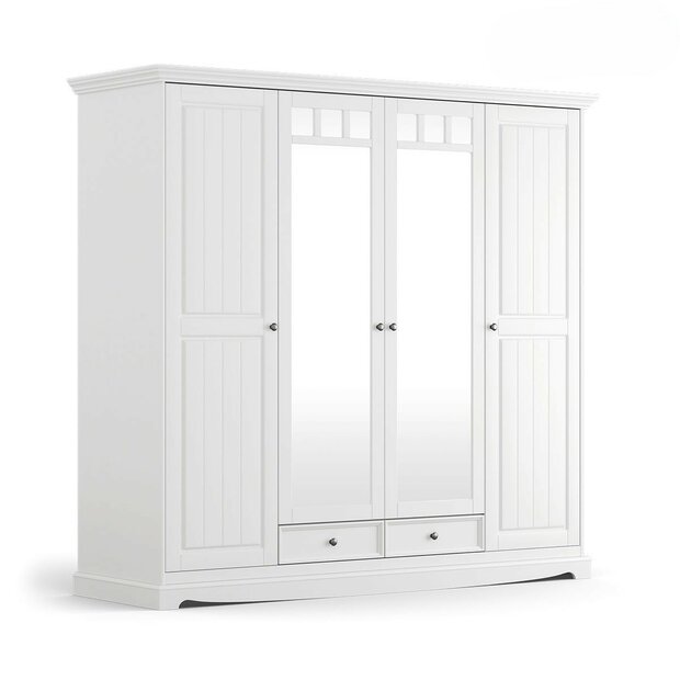 Borenzo 4 deurs kast fins grenen spiegel