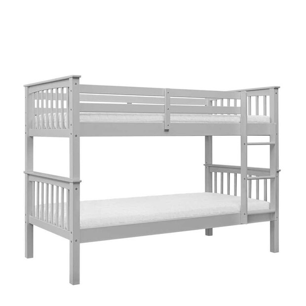 Collect stapelbed spijlen wit 90x200 grenen grijs