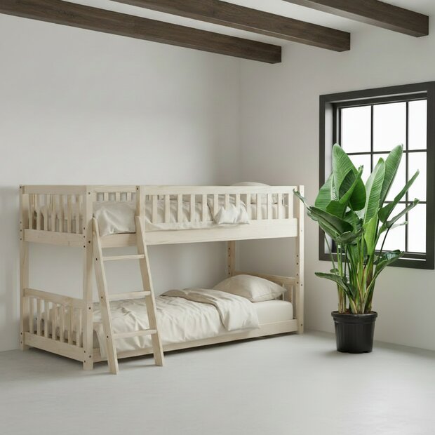 Ortelle deelbaar stapelbed 90x200 naturel 