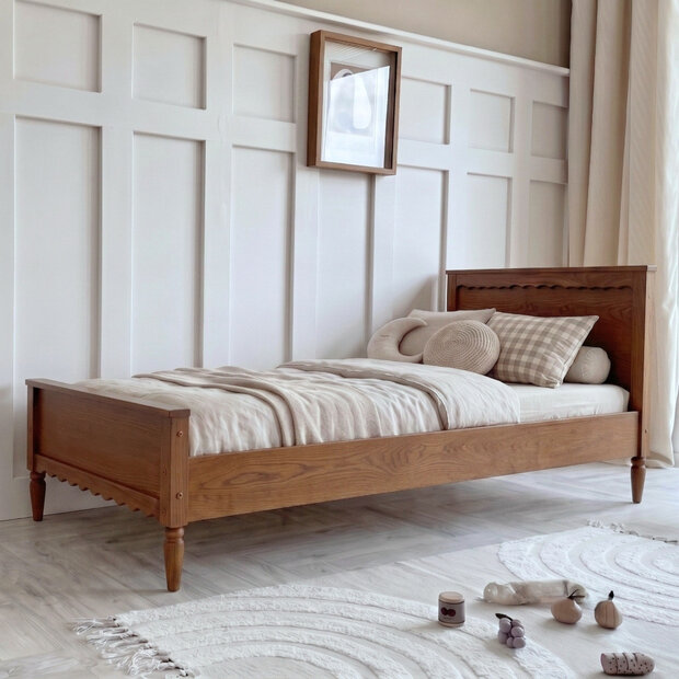 Boho klassiek peuterbed 80x160 donker eiken