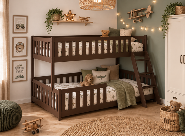 neviana stapelbed 90x200/120x200 grenen dark choco