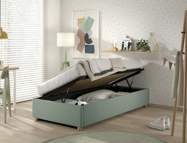 Moon opbergbed groen 90x200 lange zijde