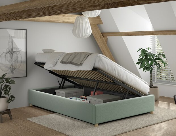 Moon opbergbed 140x200 groen lange zijde