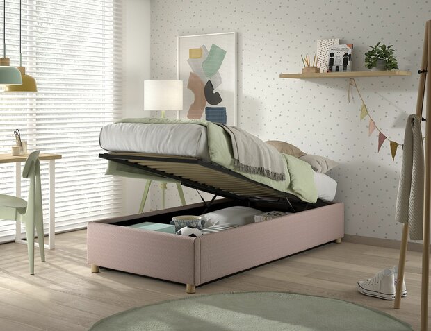 Moon opbergbed roze korte zijde 90x200