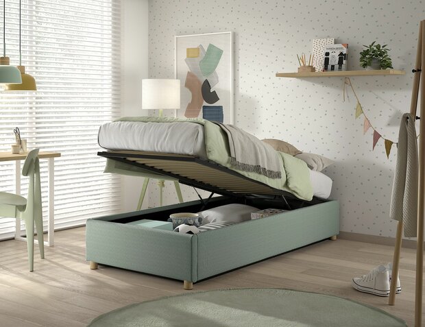 Moon opbergbed groen korte zijde 90x200