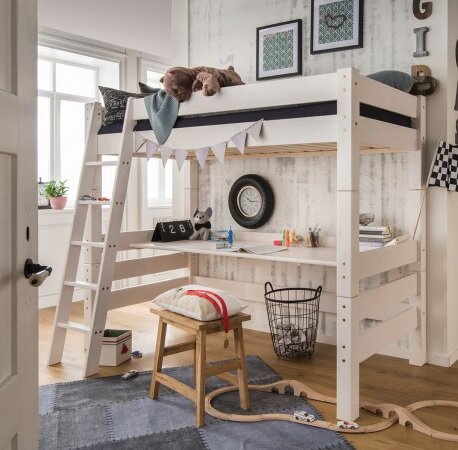 Nova hoogslaper met buro 90x200 grenen wit