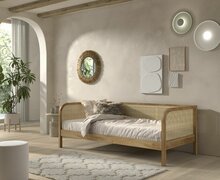 Olive bedbank 90x200 eiken rotan