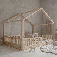 Basic duo bed huis 140x200 onbehandeld hout