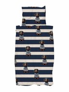 Snurk Pierre overtrek 140x200 blauw wit hondje