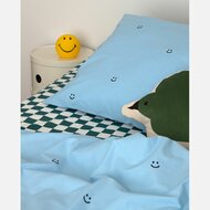 studio ditte overtrek smiley blauw 140x200