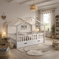 Balou bedhuis 90x200 grenen wit