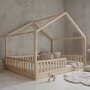 Basic duo bed huis 140x200 onbehandeld hout