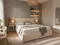 Merine 160x200 beige gestoffeerd opbergbed