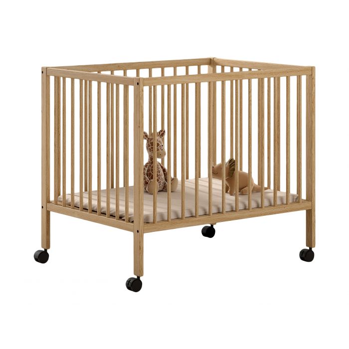 Jaxx Dino babybox 95X75 op wielen beuken naturel - Kinderbeddenstore