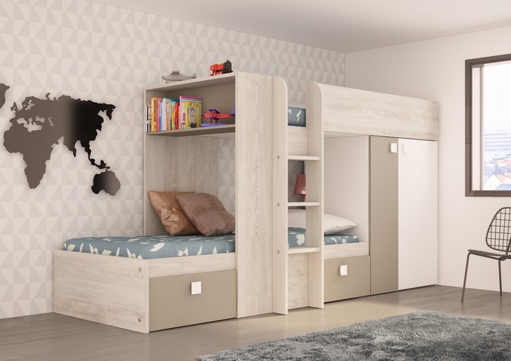 Kapstok steigerbuis haken steigerhout 80cm wandkapstok gebruikt industrieel buizen steigerhouten robuust steigerplank wand smalle kiezen kapstokken hal Trasman maxim stapelbed 90x200 essen - clay - Kinderbeddenstore