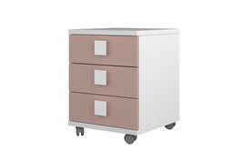 Trasman Jules 3 ladekast op wielen wit-oudroze