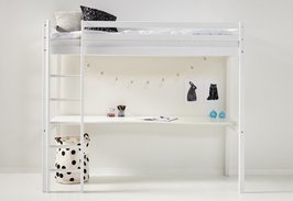 Hoppekids Basic hoogslaper + bureau blad 90x200 grenen wit