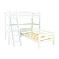 Hoppekids Premium hoek stapelbed 90x200 schuine trap flex frame bodems wit