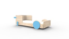 Mathy by Bols Discovery kinderbed 90x190 grenen naturel en mdf Azur blauw L.BU AZ
