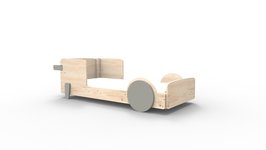 Mathy by Bols Discovery kinderbed 90x190 grenen naturel en mdf Cement grijs L.GR CI
