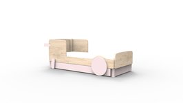 Mathy by Bols Discovery bed 90x190 grenen naturel met bedlade Poeder roze L.RO PO