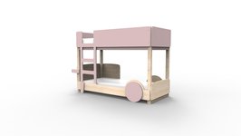 Mathy by Bols Discovery Stapelbed 90x190 grenen naturel Winter roze L.RO HI
