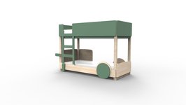 Mathy by Bols Discovery Stapelbed 90x190 grenen naturel Jungle groen L.VE JU