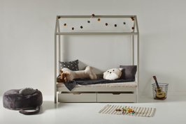 Hoppekids Eco comfort huisbed 70x160 grenen dove grey