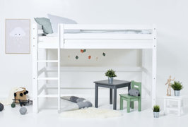 Hoppekids Premium middel hoogslaper rechte trap 120x200 wit