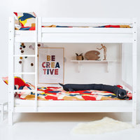 Hoppekids Premium hoog stapelbed rechte trap 120x200 wit