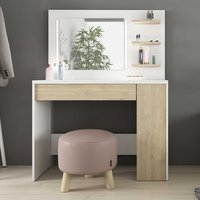 Trasman Vanity glamour make-up tafel wit - eiken