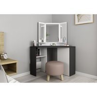 Trasman Vanity chic make-up tafel wit - grijs