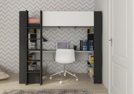 Trasman Twist hoogslaper met bureau 90x200 wit - antraciet