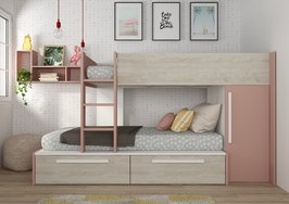Trasman Jules stapelbed met  lades 90x200 oud roze