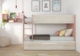 Trasman Jules stapelbed met slaaplade 90x200 oud roze