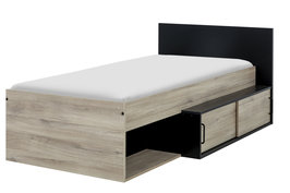 Erquy bed met opbergkast 90x200 eiken naturel / zwart look