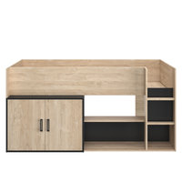 Arz halfhoogslaper met kast 90x200 eiken naturel / zwart look