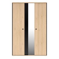 Duplex 2 deurs XL kast met spiegel naturel / zwart 