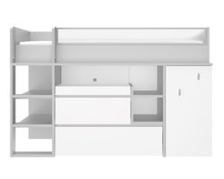 Gautier Dimix halfhoogslaper met kast, 2 lade en uittrek bureau 90x200 grijs - wit