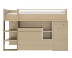 Gautier Dimix halfhoogslaper met kast, 2 lade en uittrek bureau 90x200 eiken