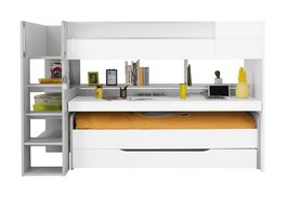 Gautier Dimix hoogslaper met uittrek bureau en logeerbed 90x200 grijs - wit