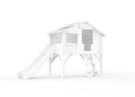 Mathy by Bols halfhoog design boomhut bed met glijbaan wit