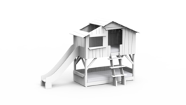 Mathy by Bols boomhut stapelbed met glijbaan wit