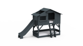 Mathy by Bols boomhut stapelbed met glijbaan basalt grijs