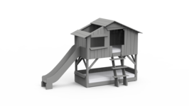 Mathy by Bols boomhut stapelbed met glijbaan cement grijs