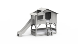 Mathy by Bols boomhut stapelbed met glijbaan pearl grijs